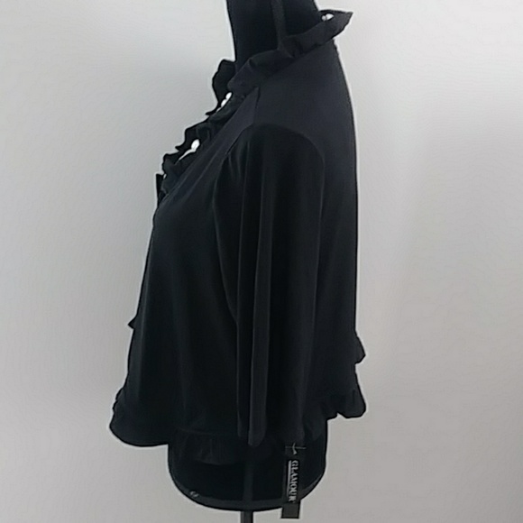 NWT GLAMOUR BLACK RUFFLE BOLERO JACKET SIZE 1X - Picture 3 of 8